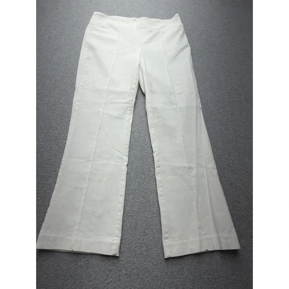 J. McLaughlin Womens 8 White Pull-On Straight Leg Stretch Pants Pockets - Picture 2 of 12